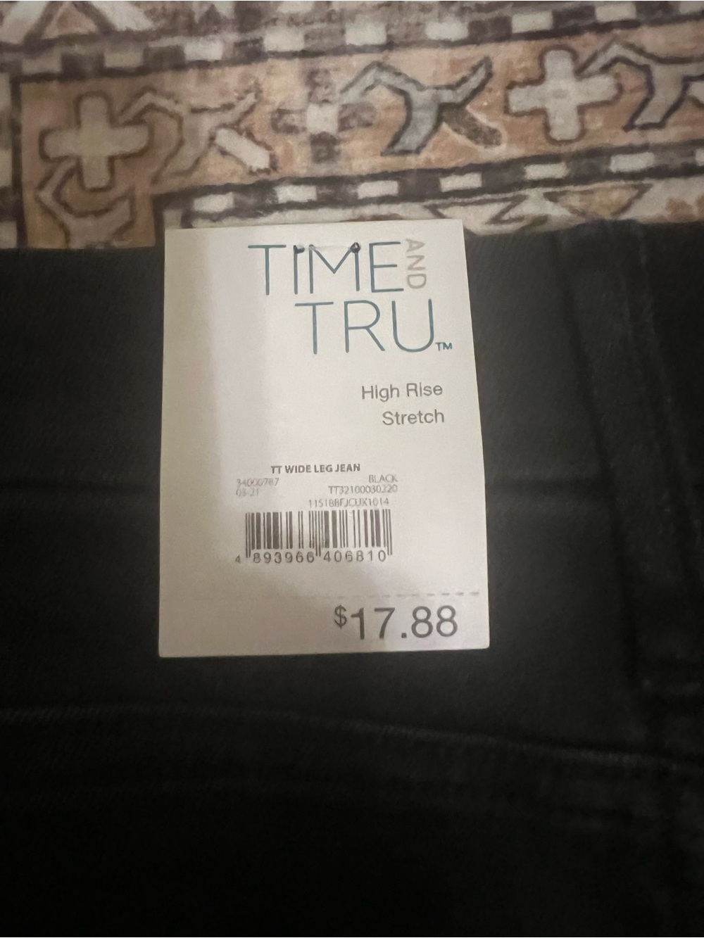 Time and Tru Black High-Rise Wide Leg Button-Fly Jeans NWT - Picture 3 of 4